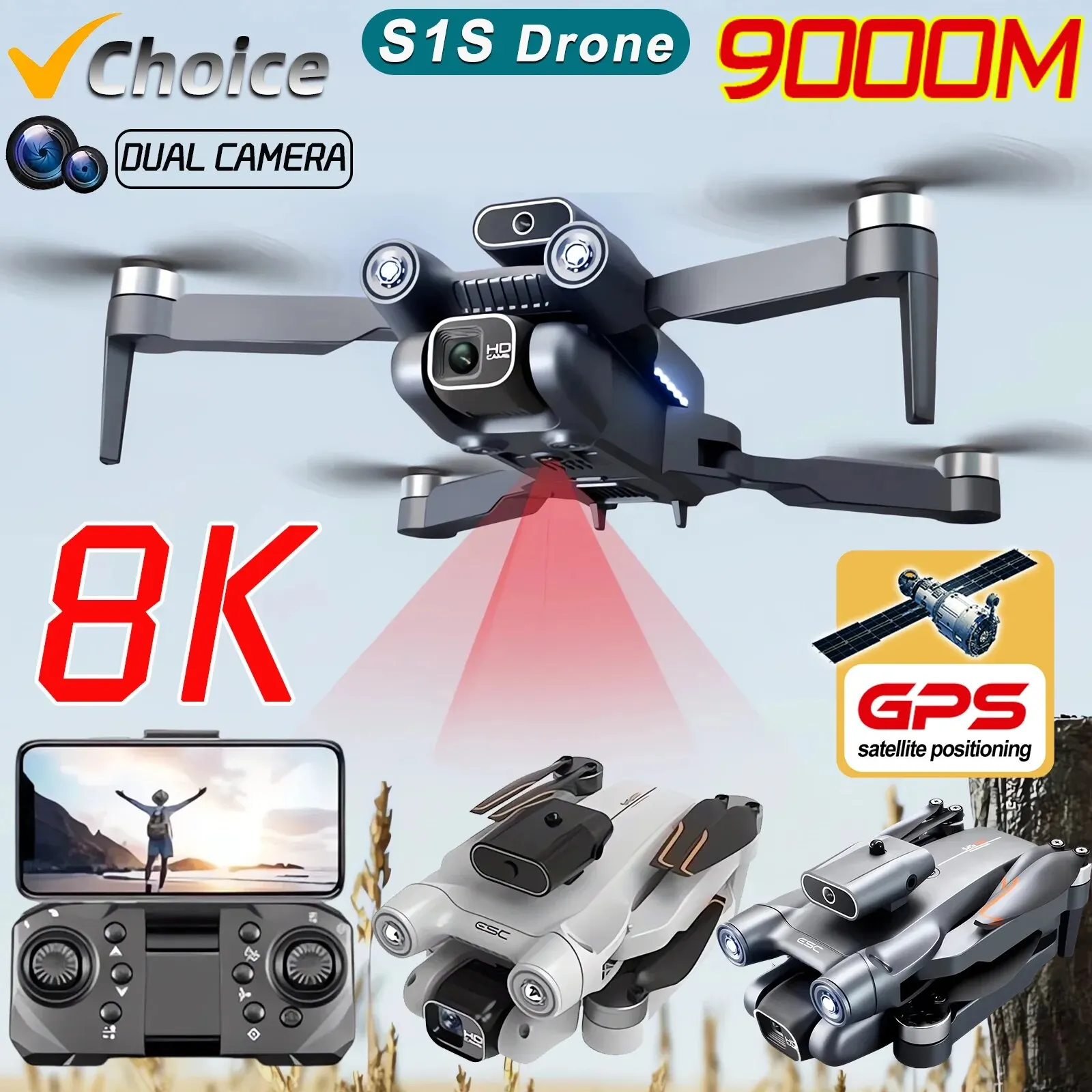 Drone Gimbal Brushless - Yeni S1S 5G GPS Drone kamera